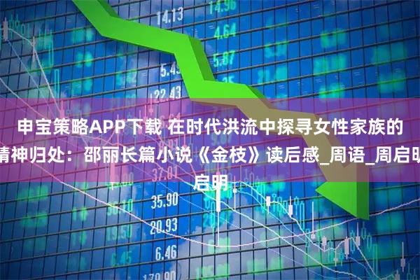 申宝策略APP下载 在时代洪流中探寻女性家族的精神归处：邵丽长篇小说《金枝》读后感_周语_周启明