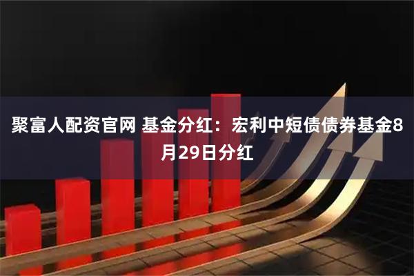 聚富人配资官网 基金分红:宏利中短债债券基金8月29日分红
